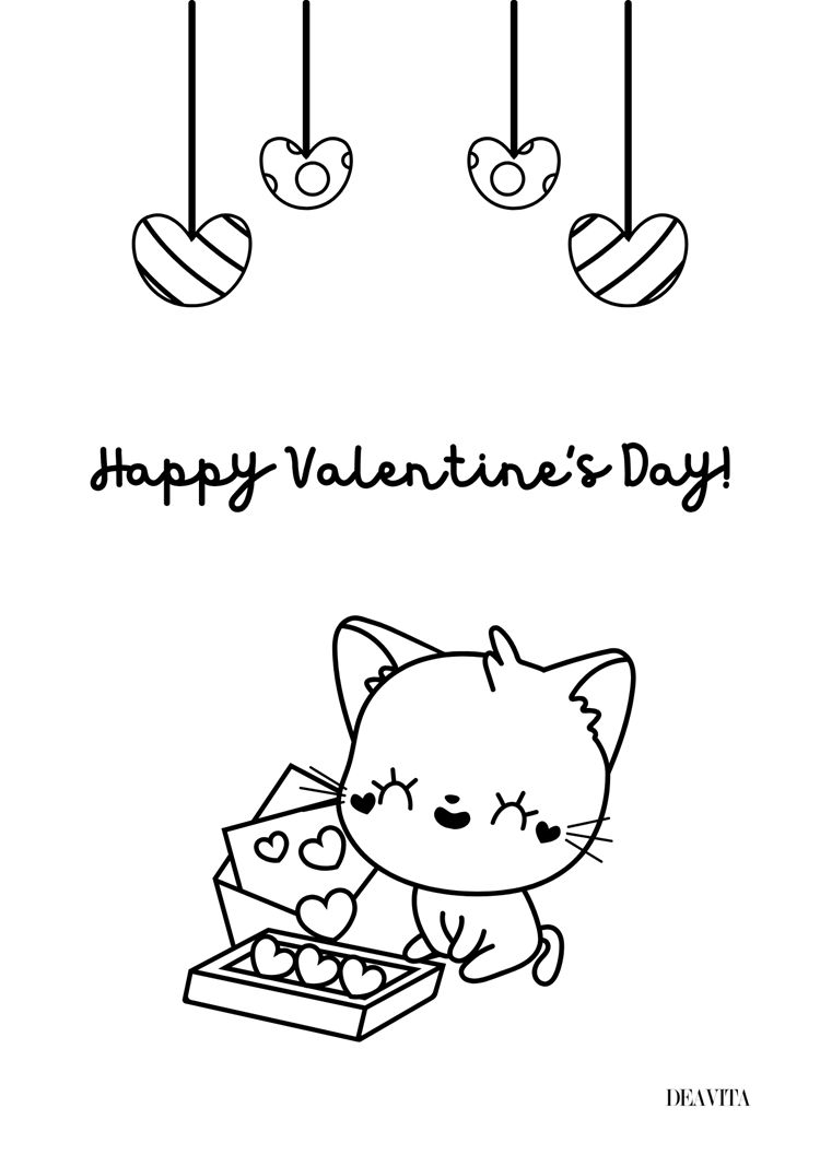 happy valentine's day coloring page kids free download