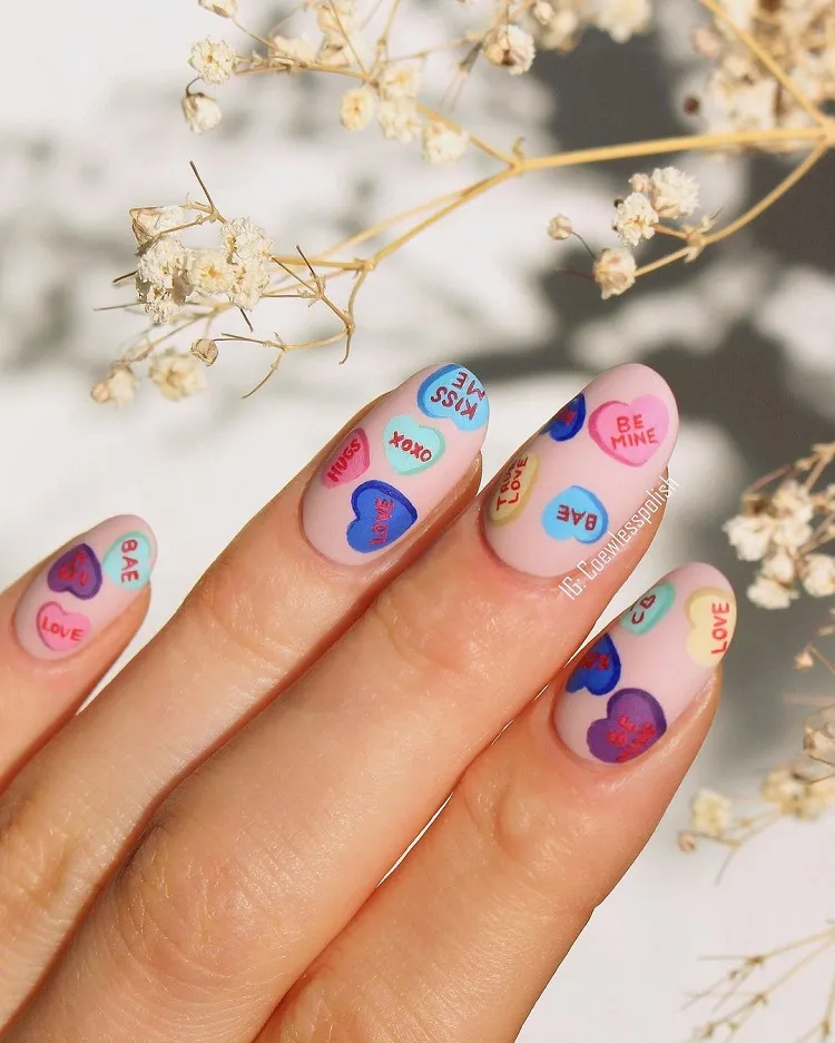 heart candy nails