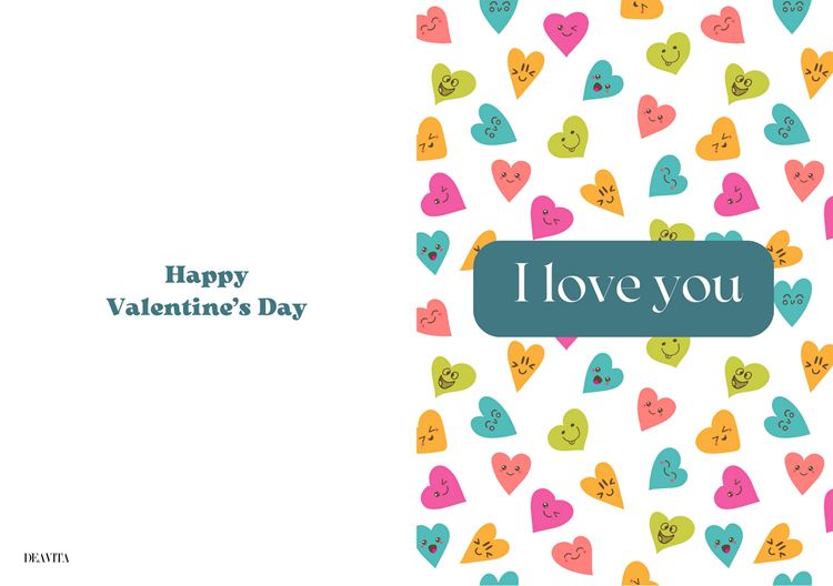 i love you valentine's day card colorful hearts free to print