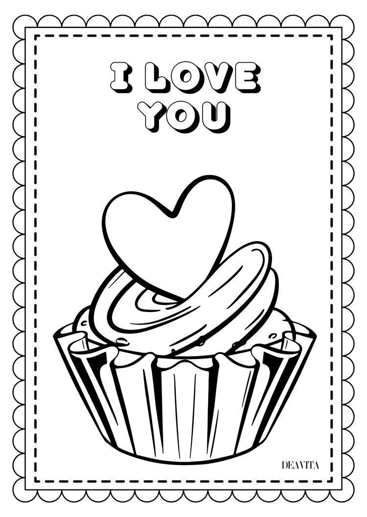 i love you valentine's day card free printable coloring page kids