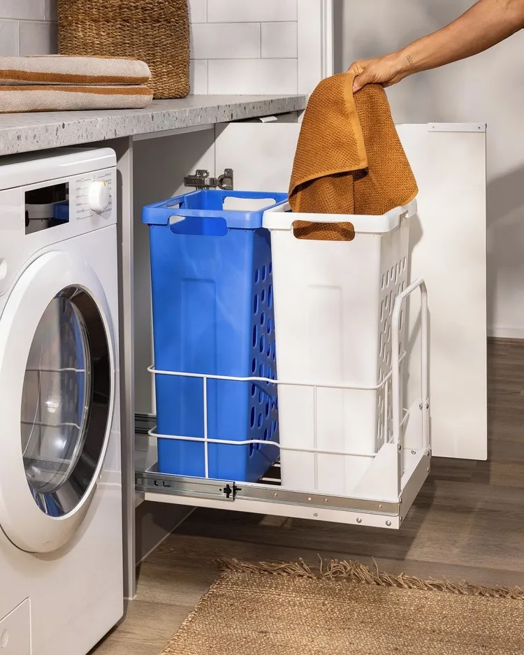 integrated laundry hampers for storing dirty clothes
