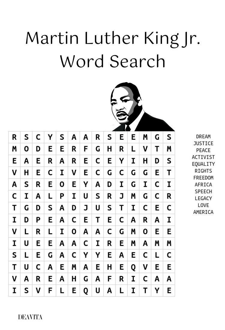 martin luther king jr. day word search kids