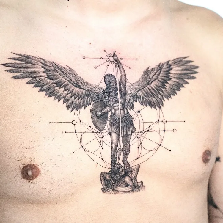 meaninful middle chest tattoo