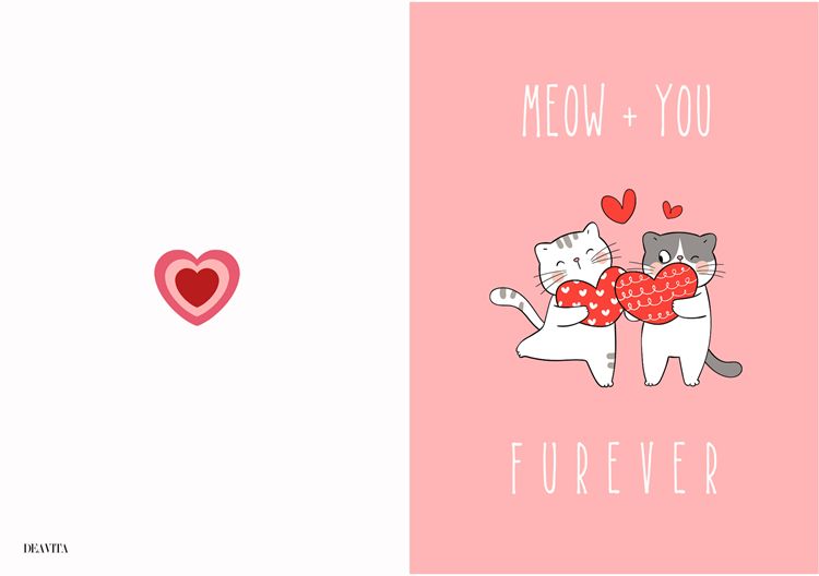 meow you forever valentine's day card