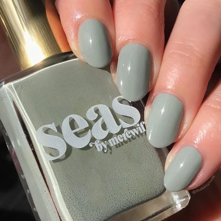 muted sage green nails trending shades of green winter 2024