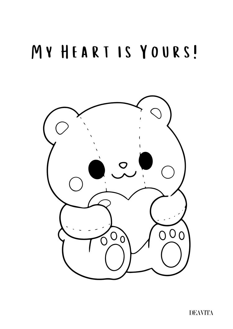 my heart is your valentine's day free printable coloring card kids 2024