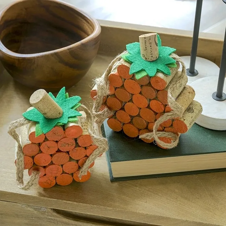 pumpkin craft with recycled wine corks