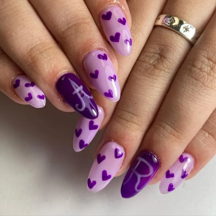 purple valentine's day nails 2024