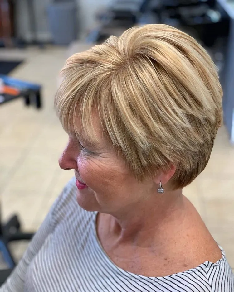 short blonde haircut over 70
