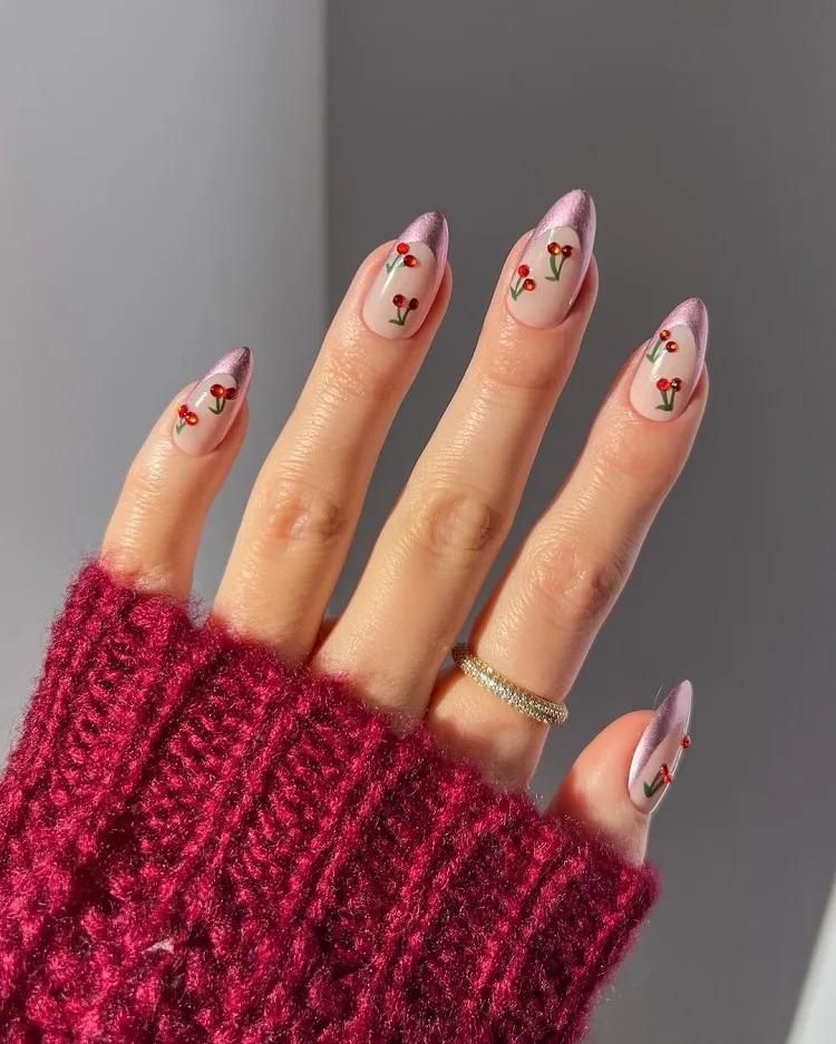 top february 2024 nails designs instagram cherry french tips
