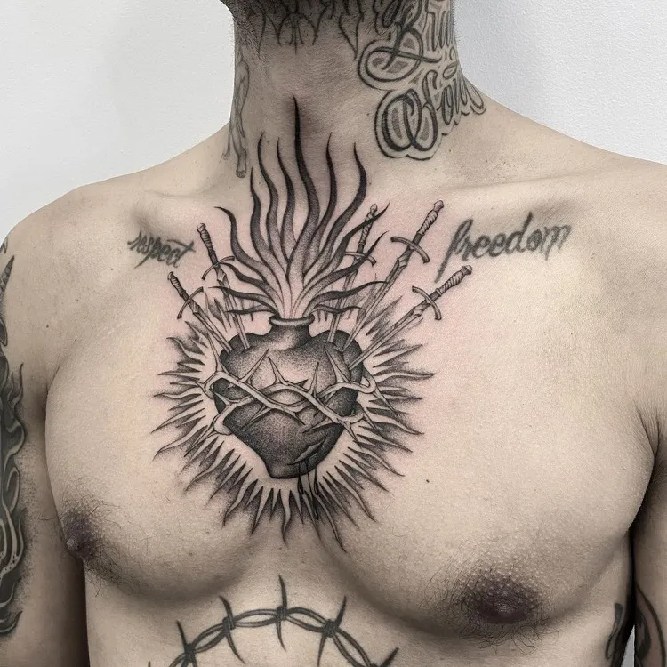 trendy mens chest tattoo ideas 2024