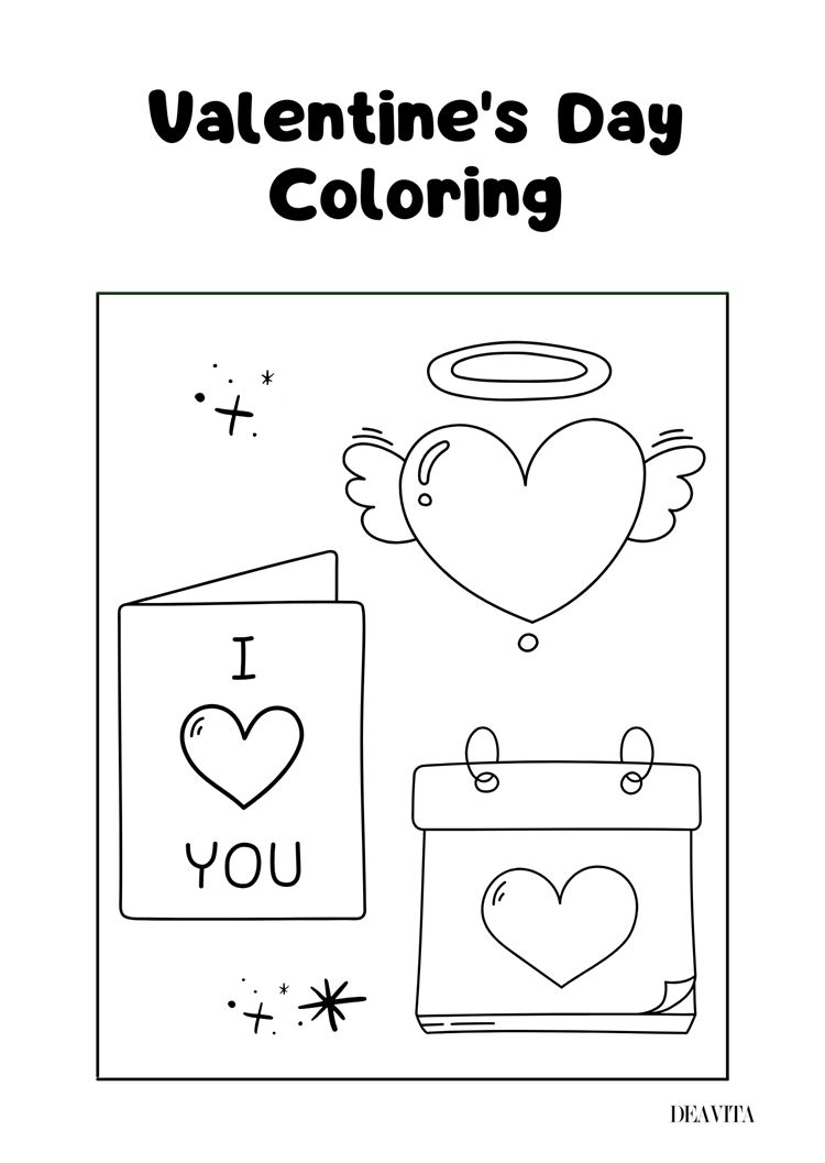 valenitne's day coloring page kids free download pdf