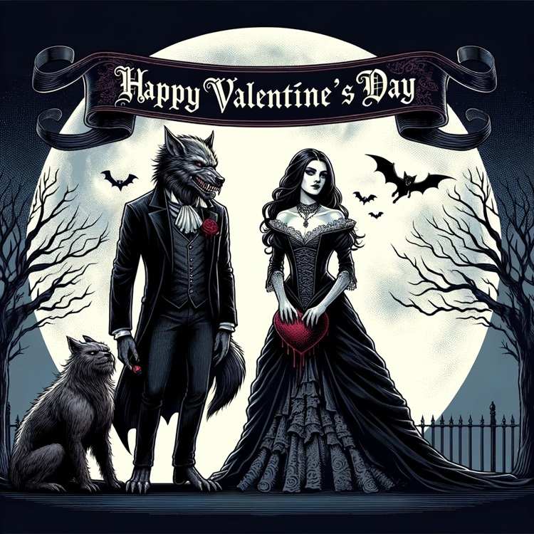warewolf vampire in love valentine's day card