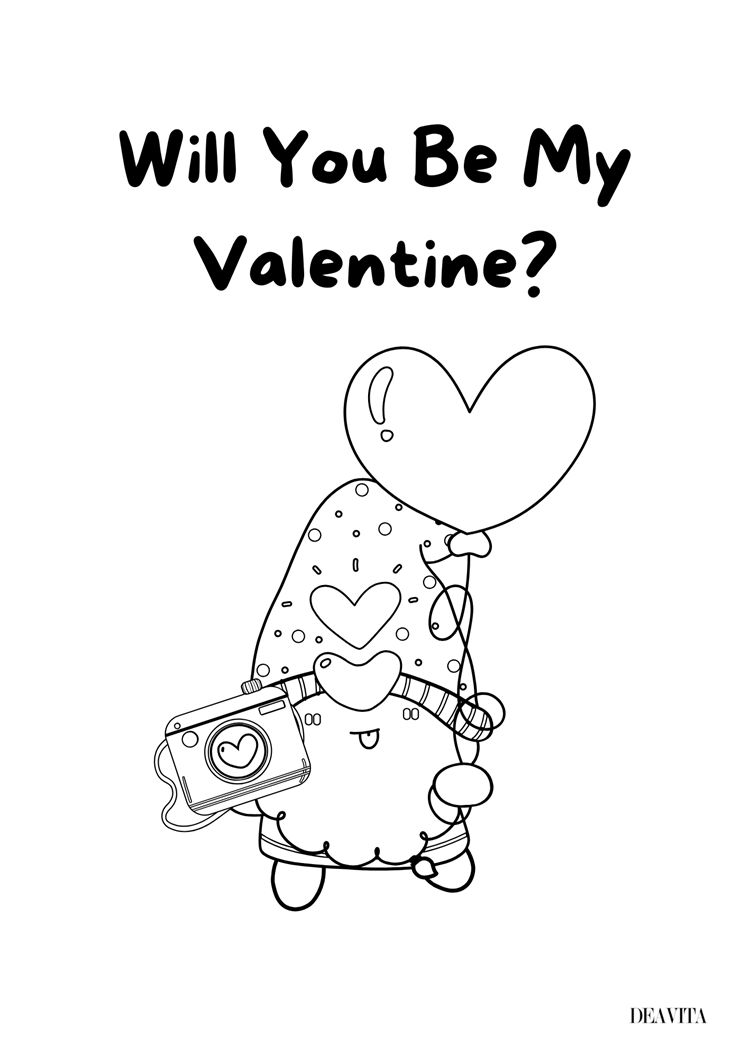 will you be my valentine coloring card kids free download pdf
