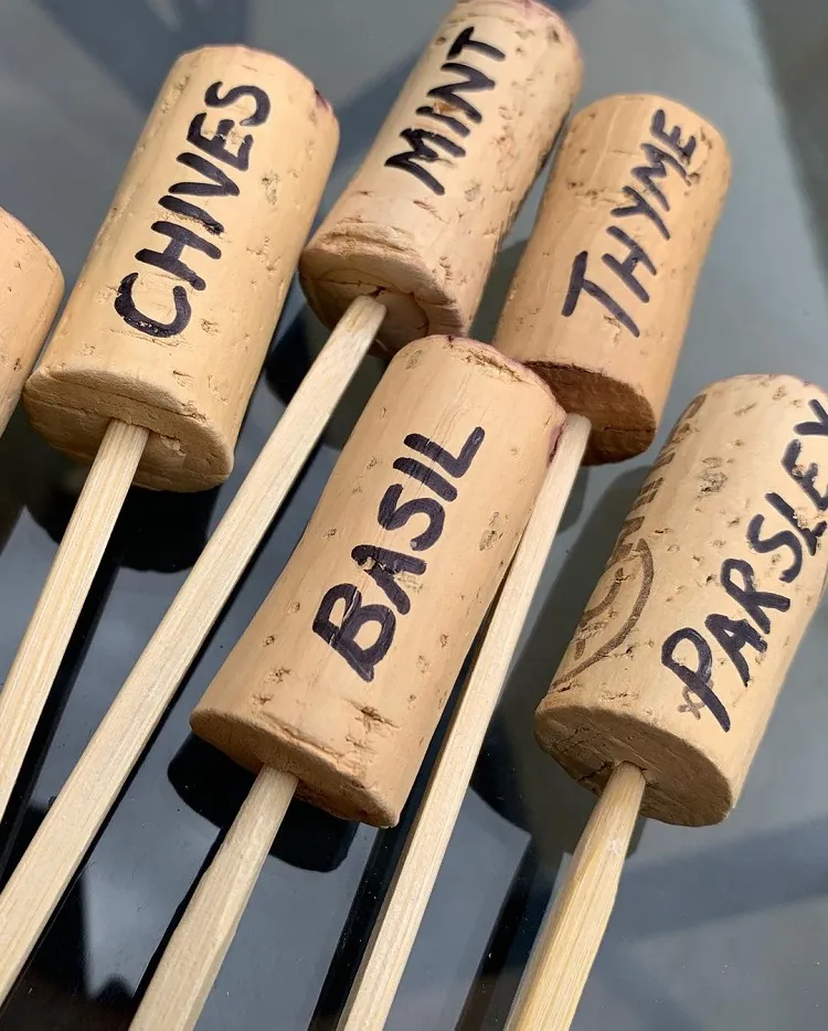 wine cork tags for herb garden