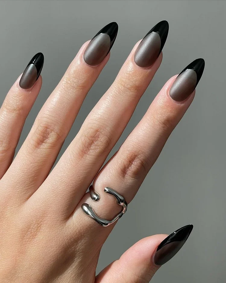 black velvet french tip nails