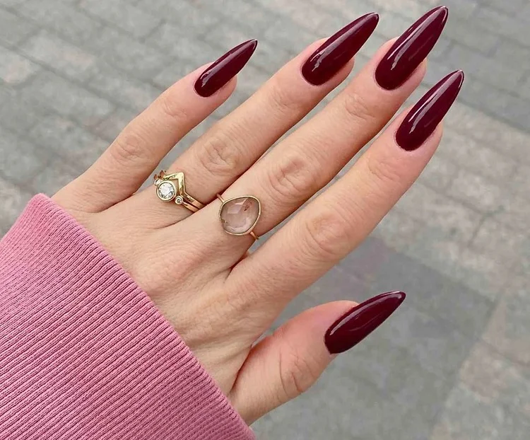 classic burgundy nail design
