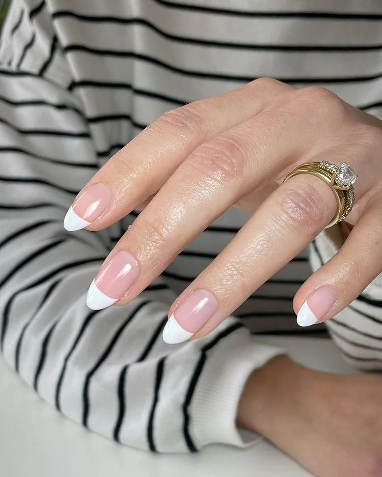 classic white french tips carmela soprano manicure inspiration