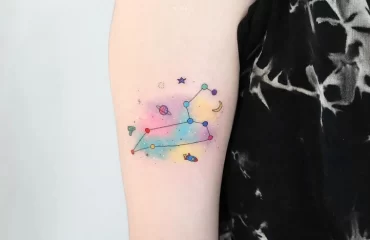 colorful leo constellation tattoo