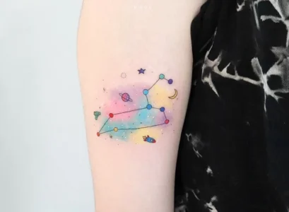 colorful leo constellation tattoo