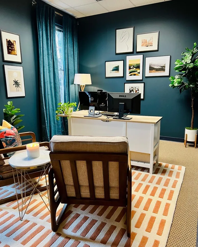 colorful moody office design idea 2024