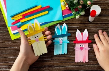 easter bunny craft for small children with icecream sticks