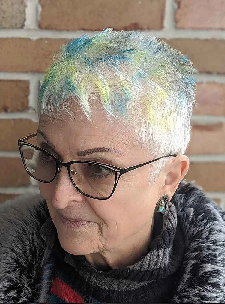 edgy colorful spiky pixie over 60