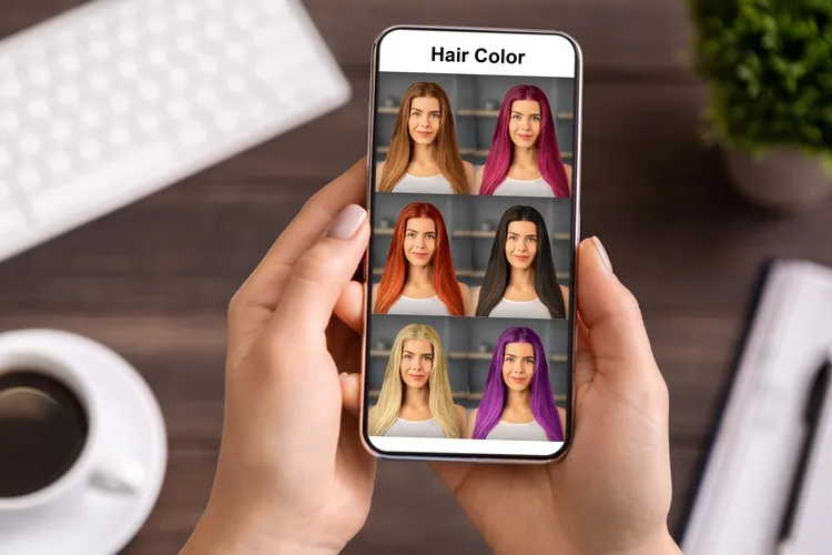 exploring hair color options on smartphone application