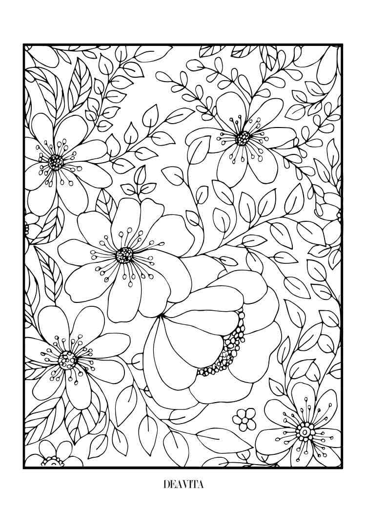 free download floral coloring page for all ages