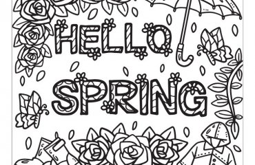 hello spring lettering coloring page free pdf download