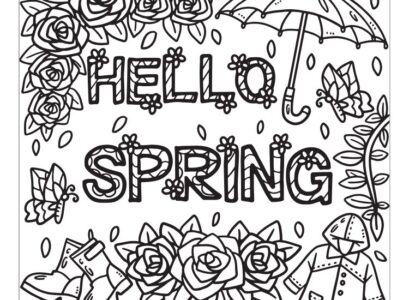hello spring lettering coloring page free pdf download