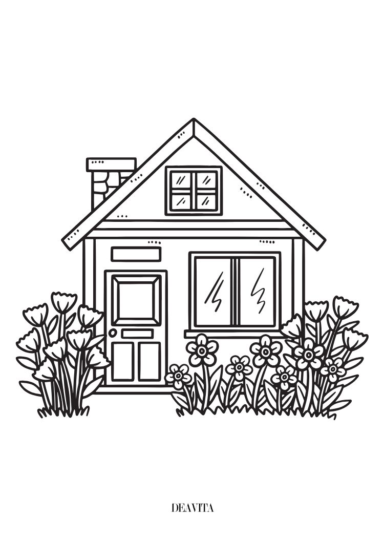 house with flower garden spring coloring page for all ages free pdf download
