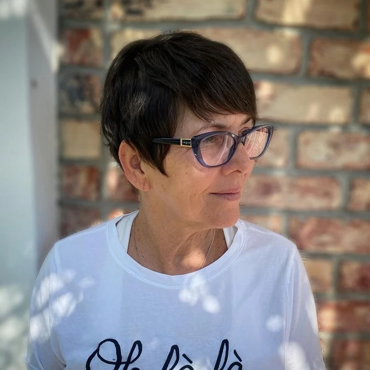 low maintenance pixie for women over 60 with glasses
