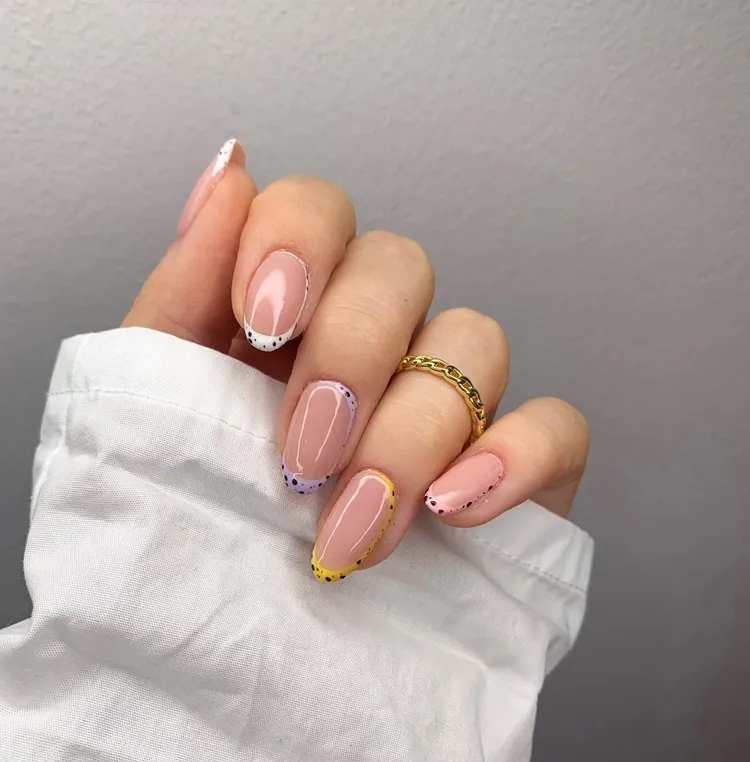 minimalist window nail design in mismatched pastel colors easter 2024