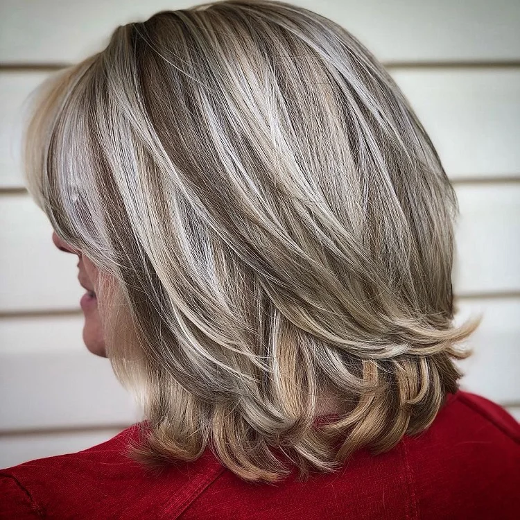 modern bob with flicked ends for older women 2024