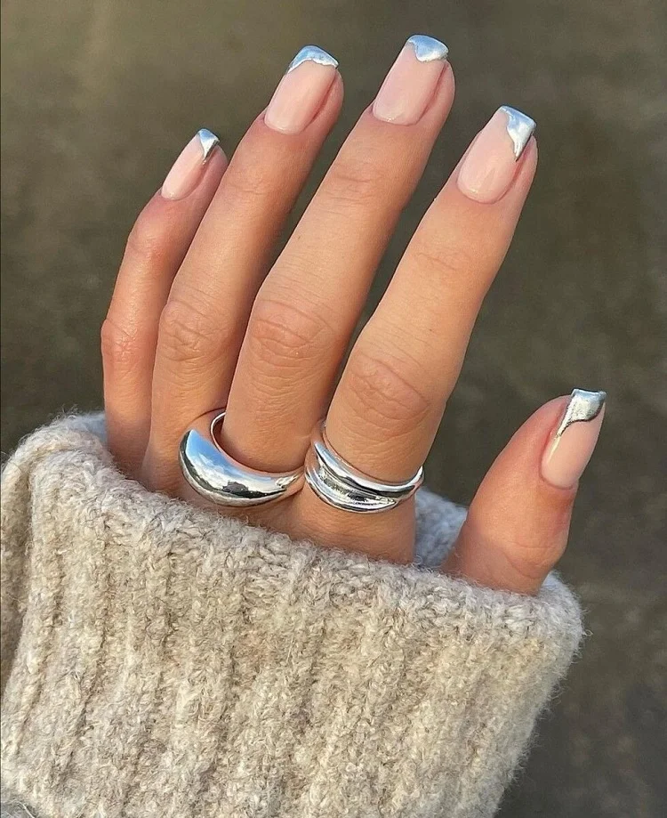 molten silver french tips