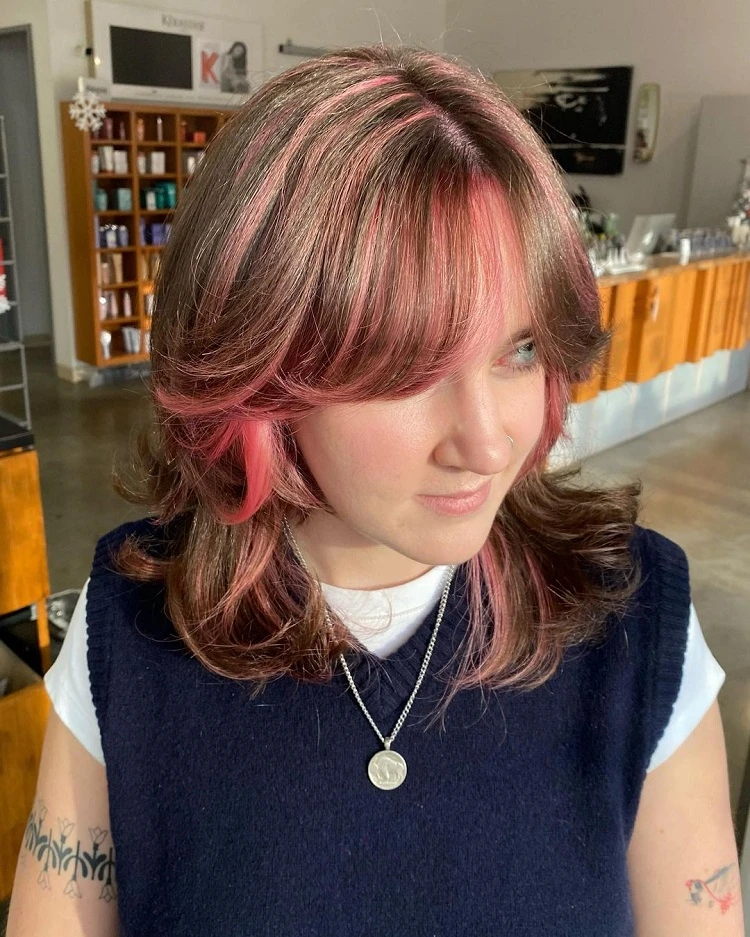 pastel pink chunky highlights