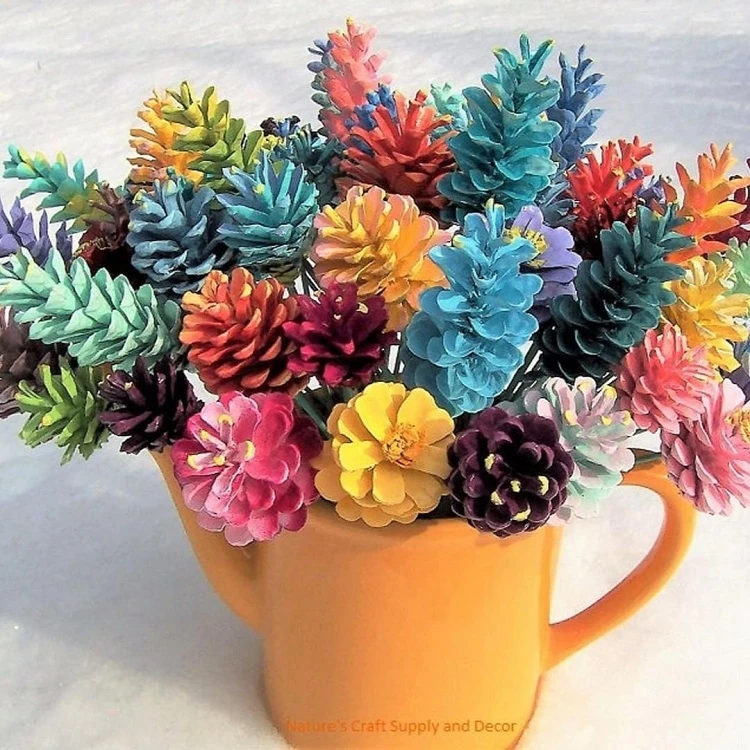 pine cone flowers craft for adults spring