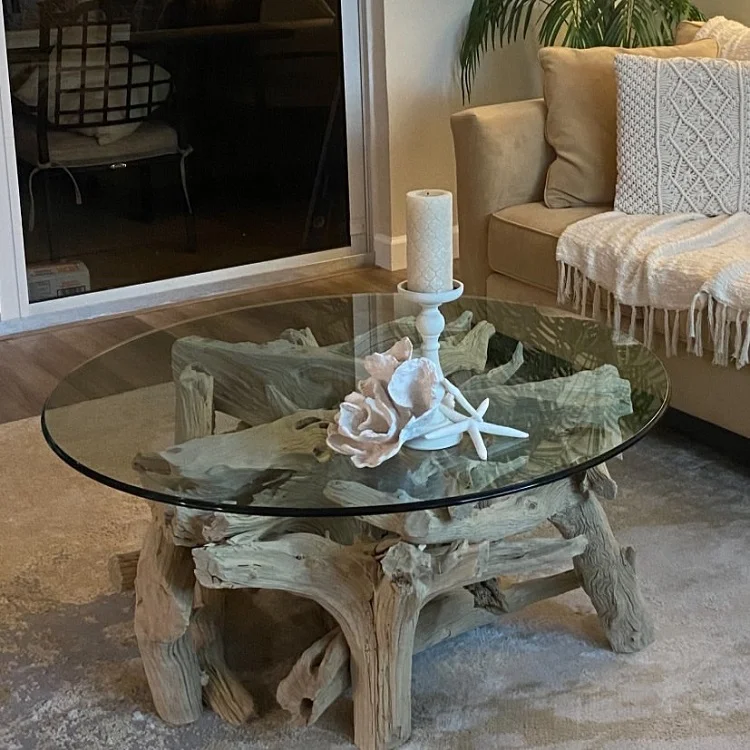 sea inspired decorations for glass coffee table