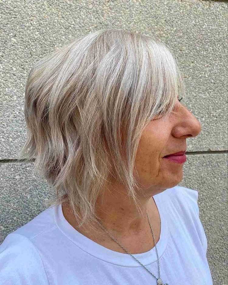 short choppy hairstyle for older women with fine hair