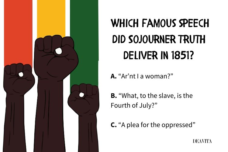 sojourner truth speech 1851 trivia question elementary school students