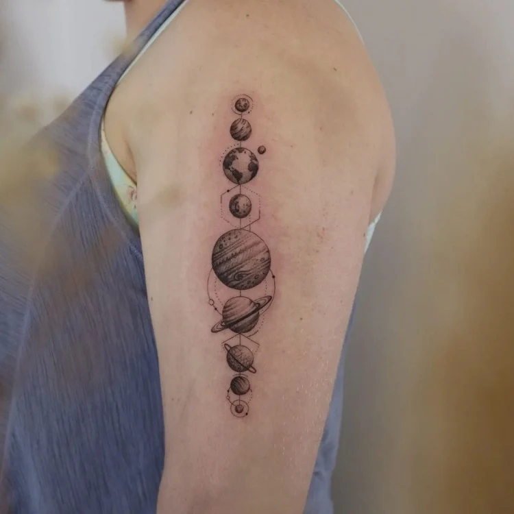 solar system vintage tattoo design