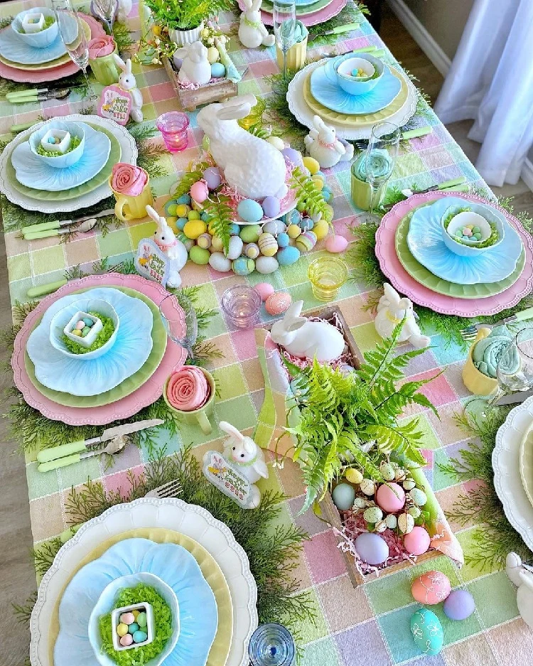 spring colors decor idea for easter dining table