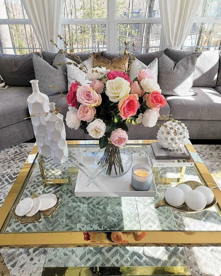 square glass coffee table decorating ideas