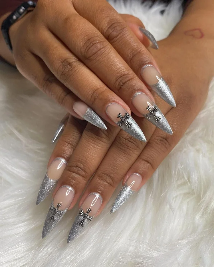 sterling silver grunge french manicure