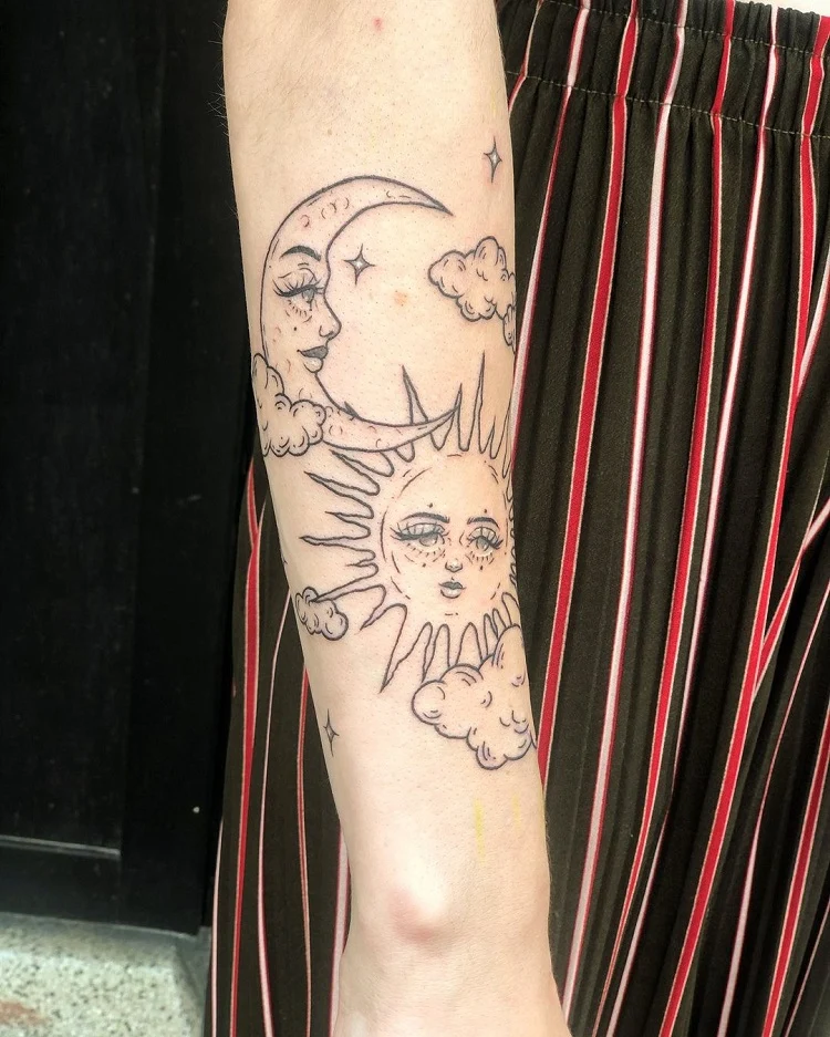 sun and moon arm tattoo