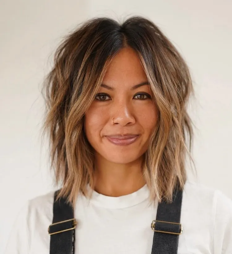 textured lob dimensional color hairstyle trends women 2024
