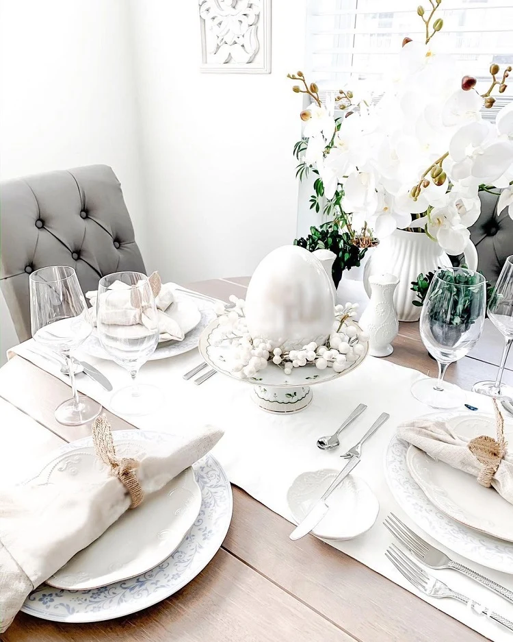 white easter table decor style