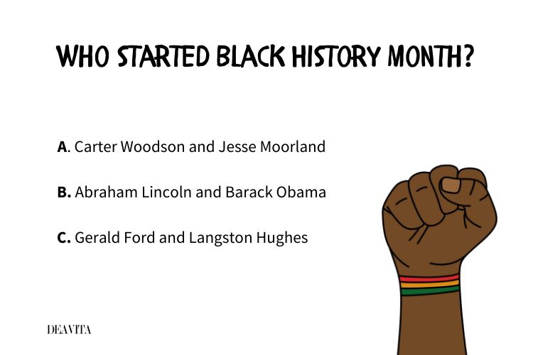 who started black history month quiz elementary school students