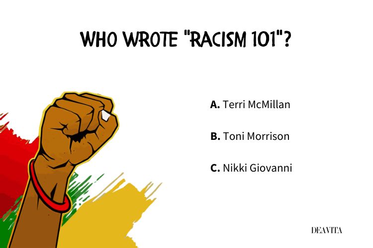 who wrote racism 101 quiz questions kids black history month